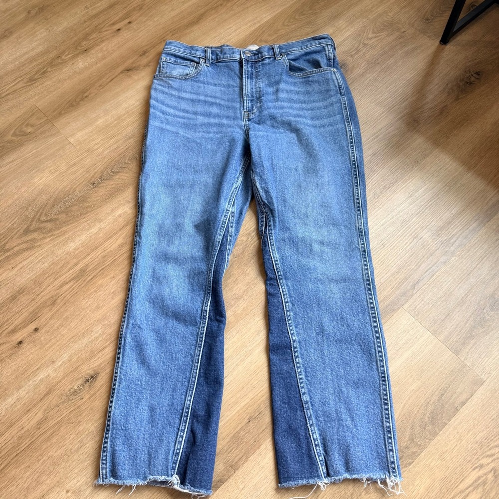 Everlane The Cheeky Bootcut Jean Two Tone Blue Raw Hem High Rise 32 90s Inspired